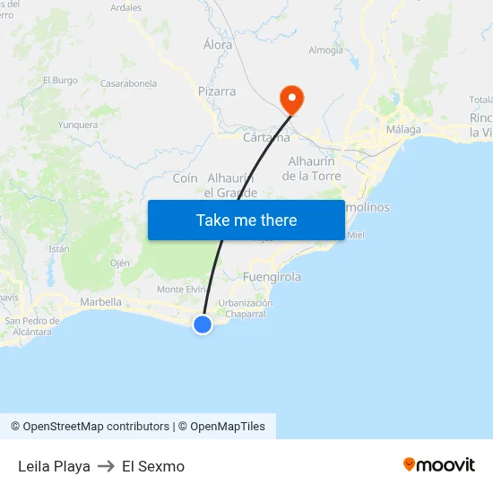 Leila Playa to El Sexmo map