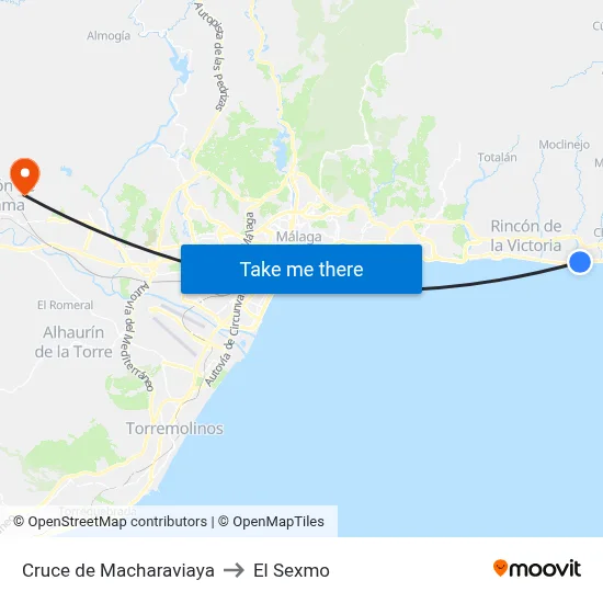 Cruce de Macharaviaya to El Sexmo map