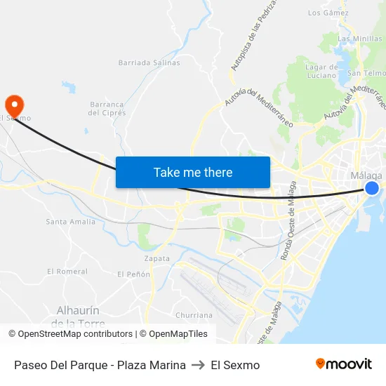 Paseo Del Parque - Plaza Marina to El Sexmo map