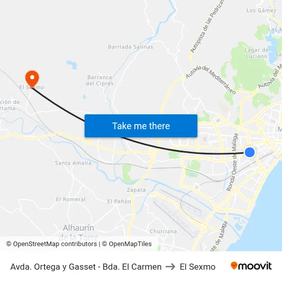 Avda. Ortega y Gasset - Bda. El Carmen to El Sexmo map