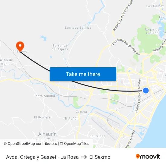 Avda. Ortega y Gasset - La Rosa to El Sexmo map