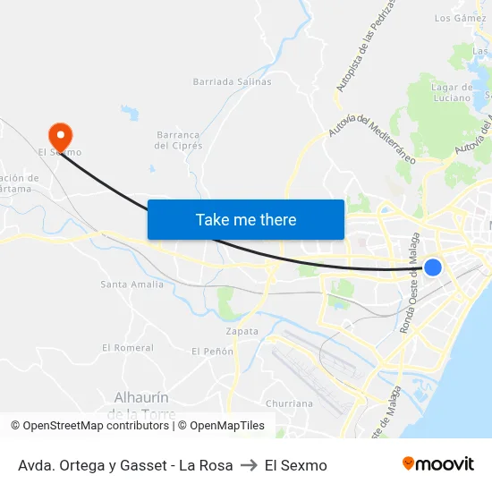 Avda. Ortega y Gasset - La Rosa to El Sexmo map