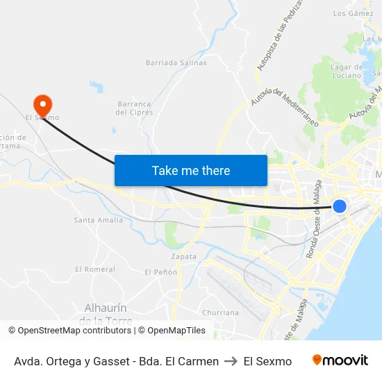 Avda. Ortega y Gasset - Bda. El Carmen to El Sexmo map