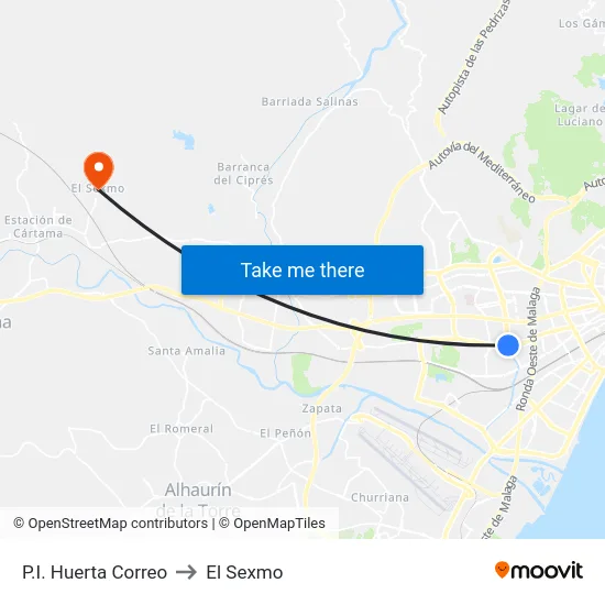 P.I. Huerta Correo to El Sexmo map