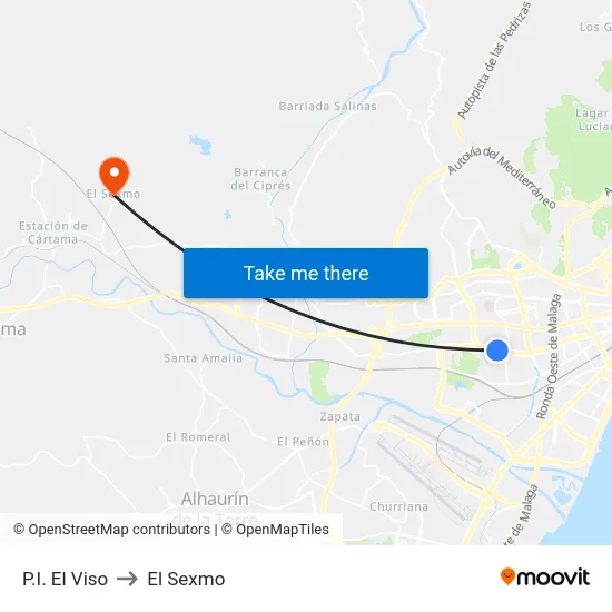 P.I. El Viso to El Sexmo map