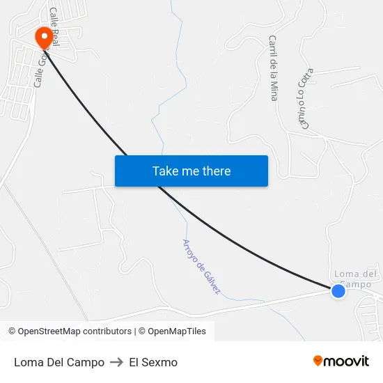 Loma Del Campo to El Sexmo map