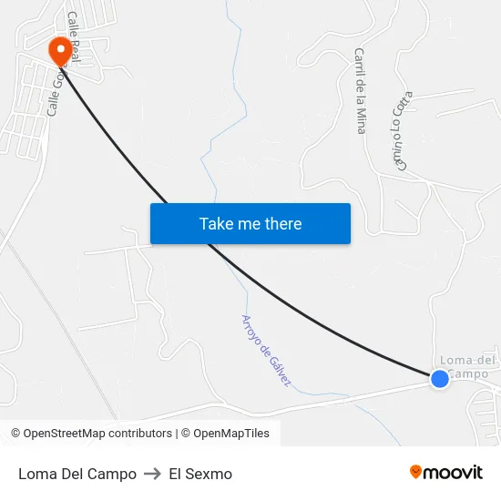 Loma Del Campo to El Sexmo map