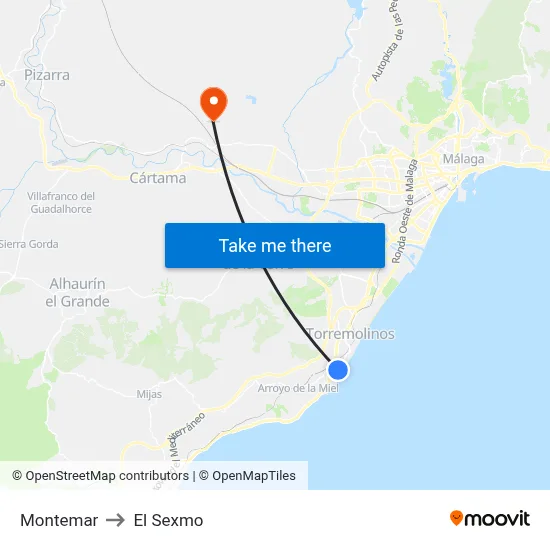 Montemar to El Sexmo map