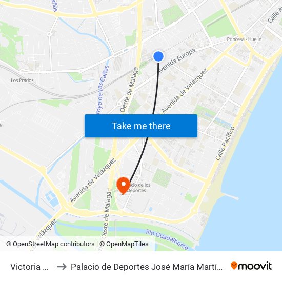 Victoria Kent to Palacio de Deportes José María Martín Carpena map