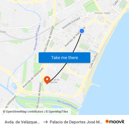 Avda. de Velázquez - Vistafranca to Palacio de Deportes José María Martín Carpena map