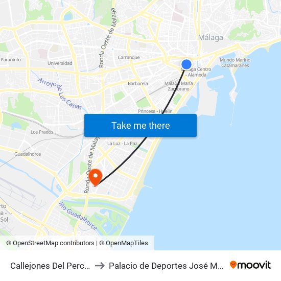 Callejones Del Perchel - Mercado to Palacio de Deportes José María Martín Carpena map