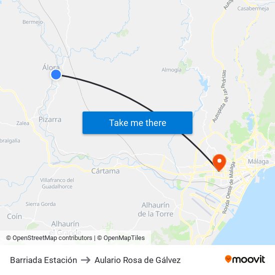 Barriada Estación to Aulario Rosa de Gálvez map