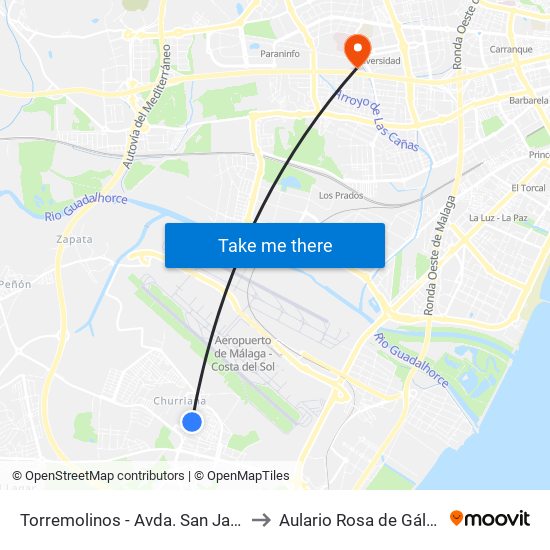 Torremolinos - Avda. San Javier to Aulario Rosa de Gálvez map