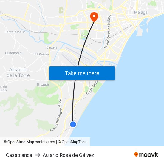 Casablanca to Aulario Rosa de Gálvez map