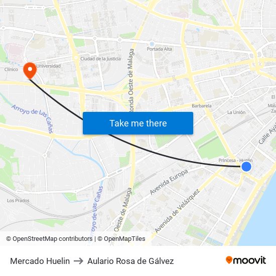 Mercado Huelin to Aulario Rosa de Gálvez map