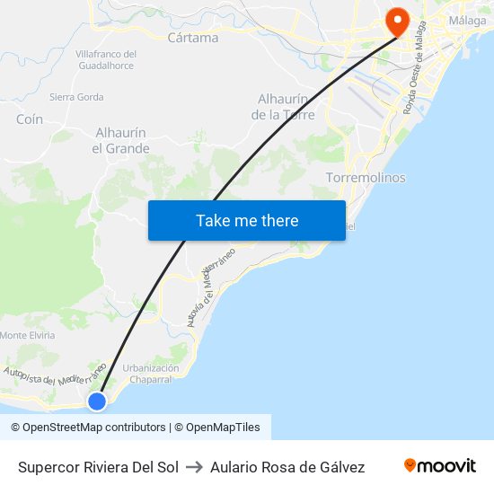 Supercor Riviera Del Sol to Aulario Rosa de Gálvez map