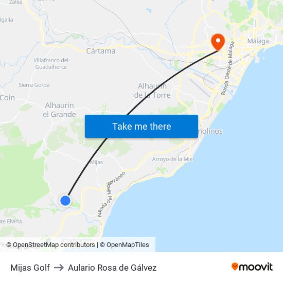 Mijas Golf to Aulario Rosa de Gálvez map