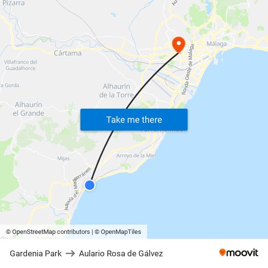 Gardenia Park to Aulario Rosa de Gálvez map