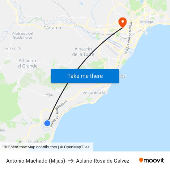 Antonio Machado (Mijas) to Aulario Rosa de Gálvez map