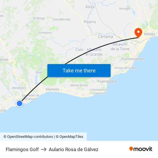 Flamingos Golf to Aulario Rosa de Gálvez map