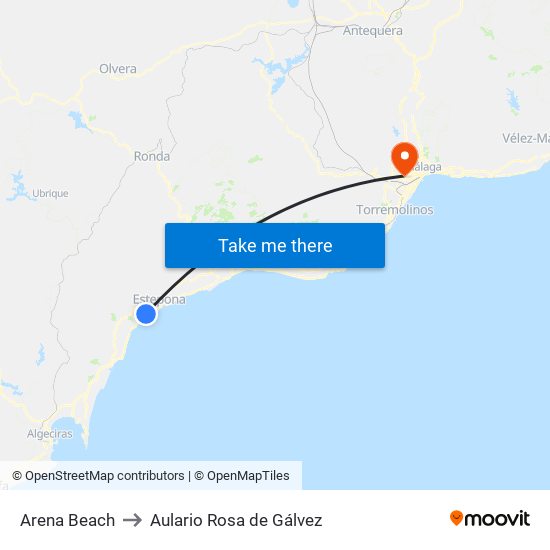 Arena Beach to Aulario Rosa de Gálvez map