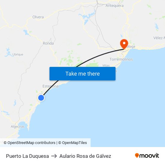 Puerto La Duquesa to Aulario Rosa de Gálvez map