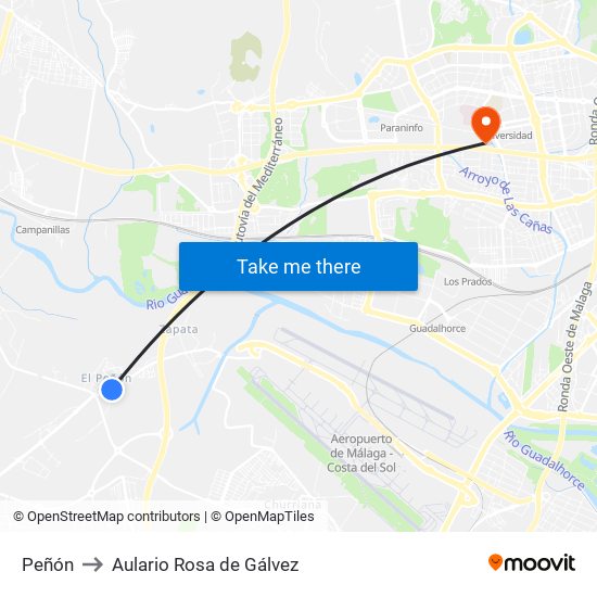 Peñón to Aulario Rosa de Gálvez map