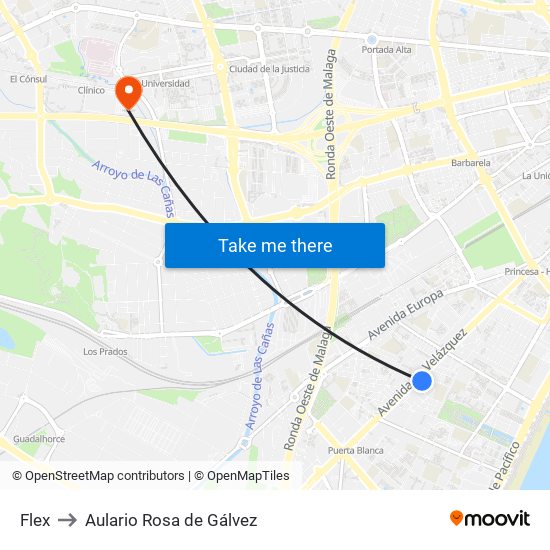 Flex to Aulario Rosa de Gálvez map