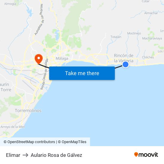 Elimar to Aulario Rosa de Gálvez map