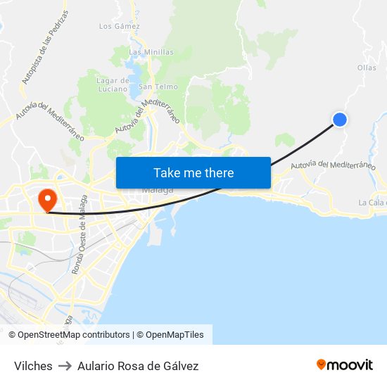 Vilches to Aulario Rosa de Gálvez map