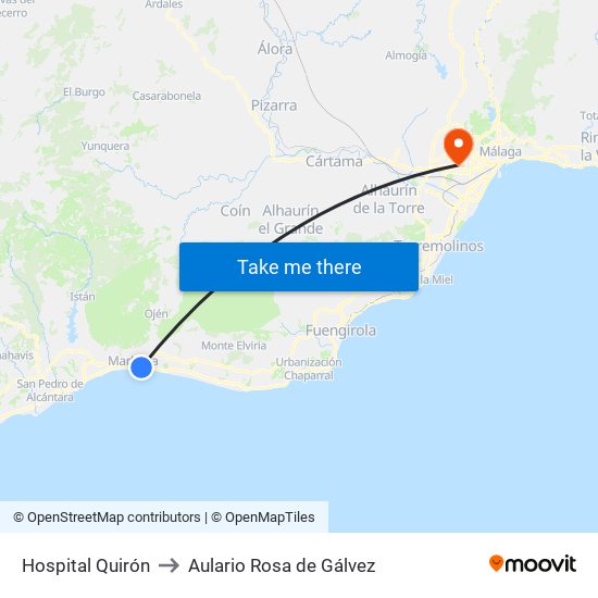 Hospital Quirón to Aulario Rosa de Gálvez map