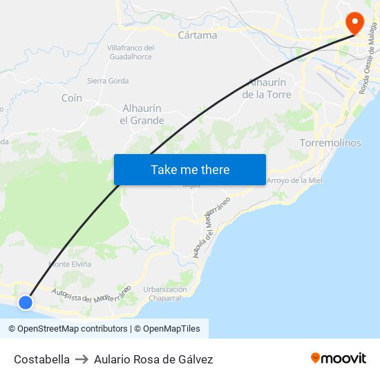 Costabella to Aulario Rosa de Gálvez map