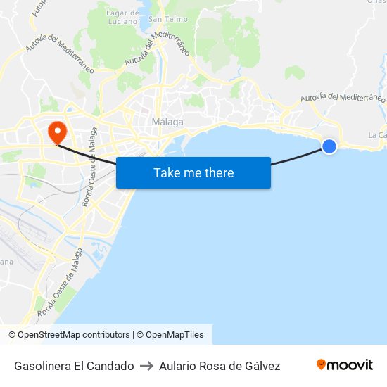 Gasolinera El Candado to Aulario Rosa de Gálvez map