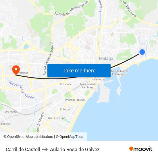 Carril de Castell to Aulario Rosa de Gálvez map