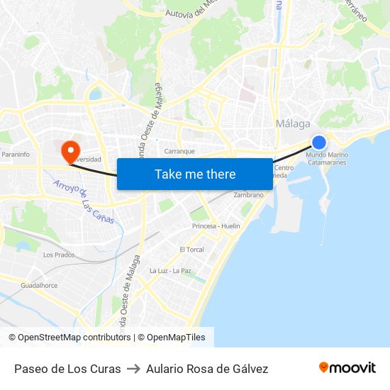 Paseo de Los Curas to Aulario Rosa de Gálvez map
