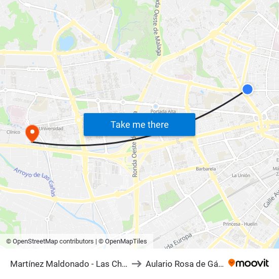 Martínez Maldonado - Las Chapas to Aulario Rosa de Gálvez map