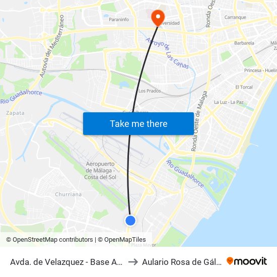 Avda. de Velazquez - Base Aerea to Aulario Rosa de Gálvez map