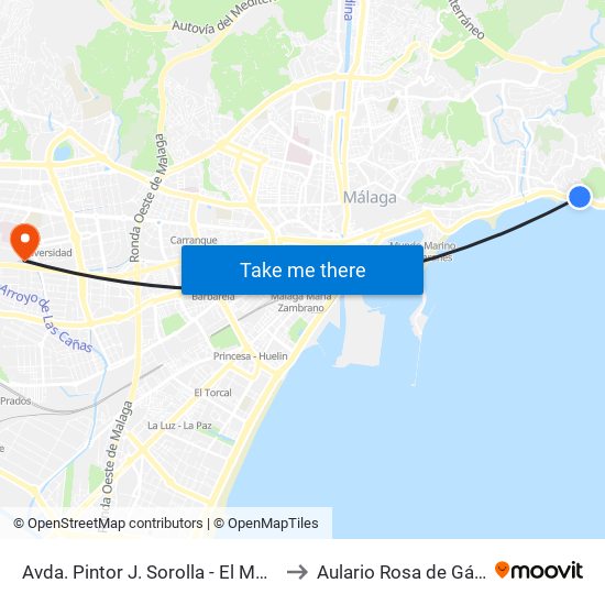 Avda. Pintor J. Sorolla - El Morlaco to Aulario Rosa de Gálvez map