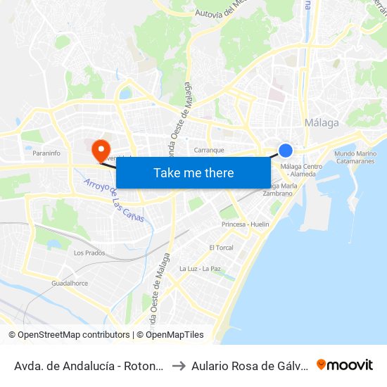 Avda. de Andalucía - Rotonda to Aulario Rosa de Gálvez map