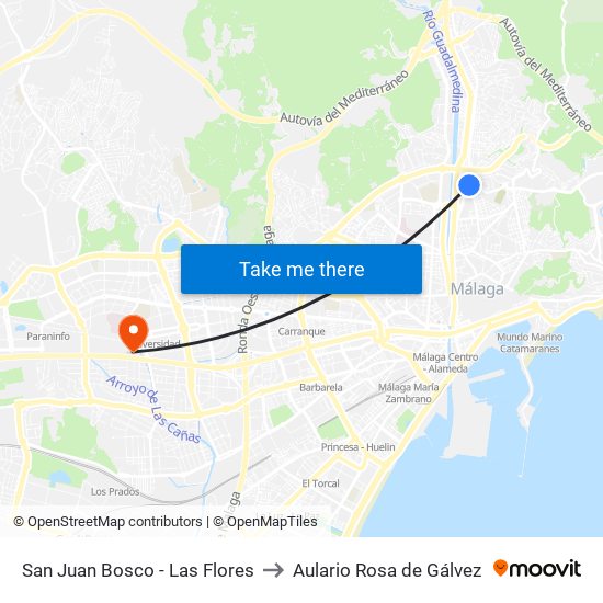San Juan Bosco - Las Flores to Aulario Rosa de Gálvez map