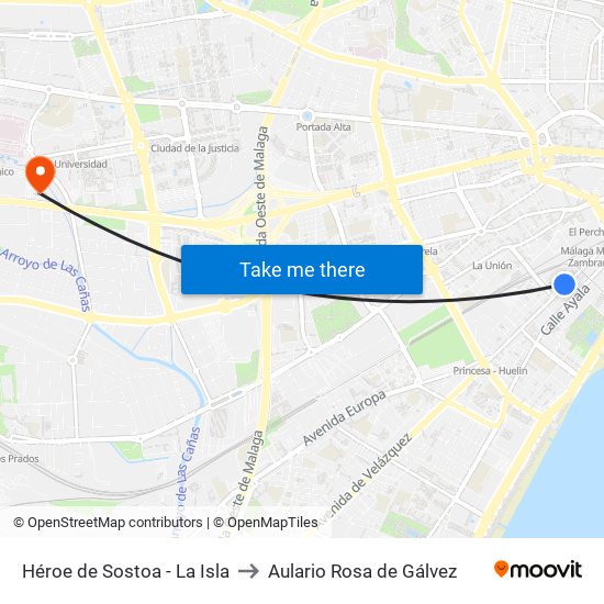 Héroe de Sostoa - La Isla to Aulario Rosa de Gálvez map