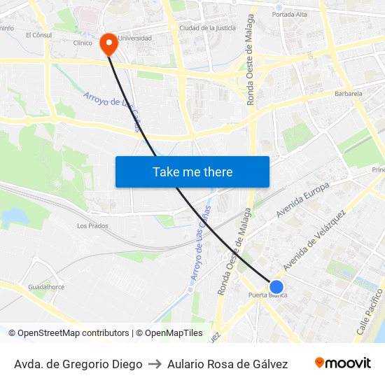Avda. de Gregorio Diego to Aulario Rosa de Gálvez map