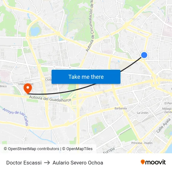 Doctor Escassi to Aulario Severo Ochoa map