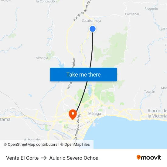 Venta El Corte to Aulario Severo Ochoa map