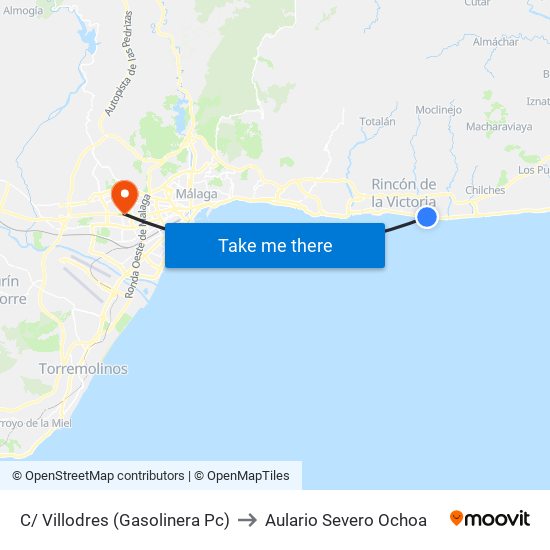 C/ Villodres (Gasolinera Pc) to Aulario Severo Ochoa map