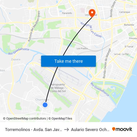 Torremolinos - Avda. San Javier to Aulario Severo Ochoa map