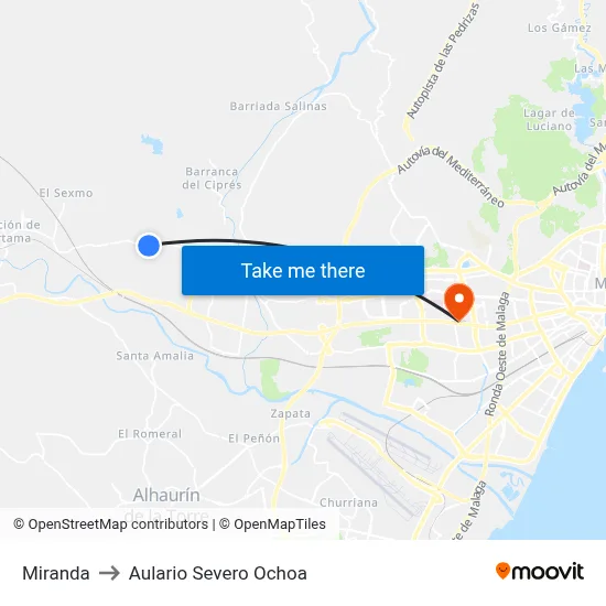 Miranda to Aulario Severo Ochoa map