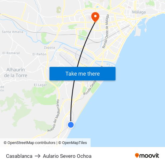 Casablanca to Aulario Severo Ochoa map