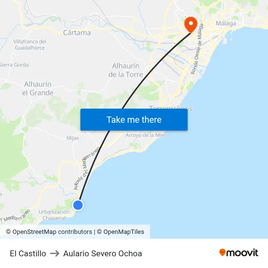 El Castillo to Aulario Severo Ochoa map