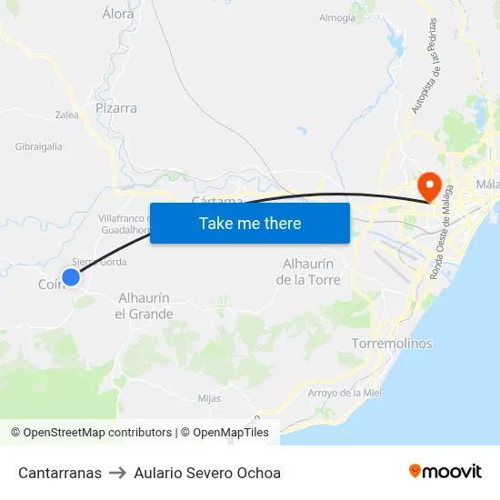 Cantarranas to Aulario Severo Ochoa map